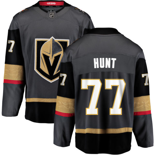 Men Vegas Golden Knights 77 Hunt Fanatics Branded Breakaway Home Gray Adidas NHL Jersey